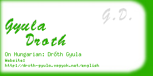 gyula droth business card